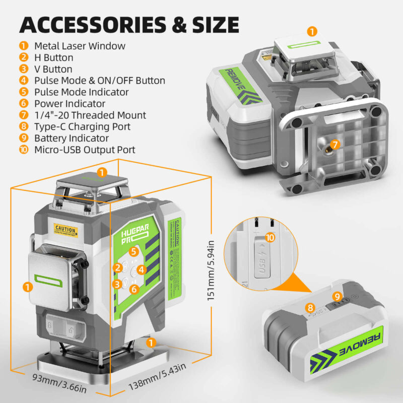 Huepar ZK04CG 4D Laser Level